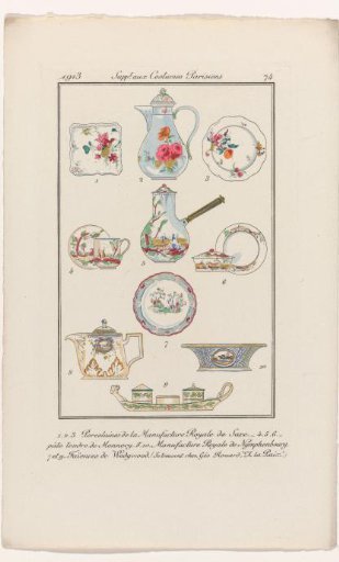 Journal des Dames et des Modes, Suppt. aux Costumes Parisiens, 1913, No. 74: 1.2.3. Porcelains from the Manufactur (...)
