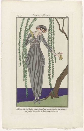 Journal des Dames et des Modes, Parisian Costumes, 1913, No. 91: Taffeta Gown (...)
