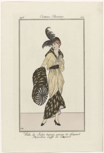Journal des Dames et des Modes, Parisian Costumes, 1913, No. 110: Satin dress (...)
