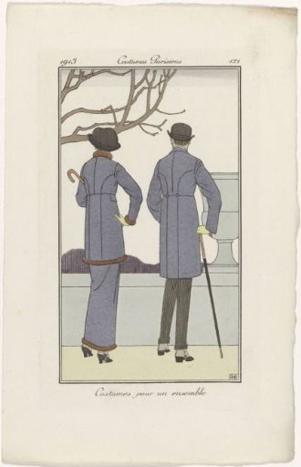 Journal des Dames et des Modes, Parisian Costumes, 1913, No. 121: Costumes for an ensemble