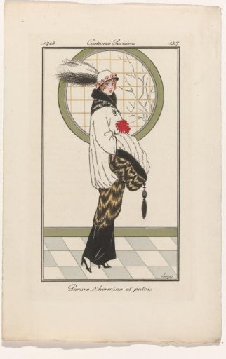 Journal des Dames et des Modes, Parisian Costumes, 1913, No. 127: Ermine jewelry (...)