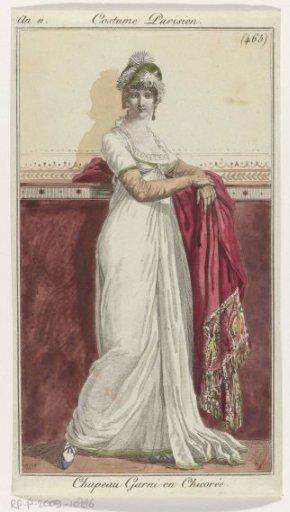 Journal des Dames et des Modes, Costume Parisien, 25 April 1803. Year 11, (465): Hat trimmed with Chicory