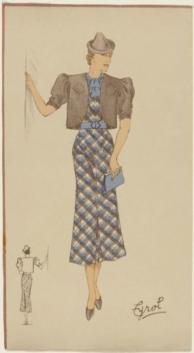 Woman in a Scottish Plaid Dress with Bolero, ca. 1930