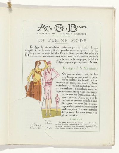 Art - Goût - Beauté, Feuillets de l' élégance féminine, June 1929, No. 106, 9th Year, p.6