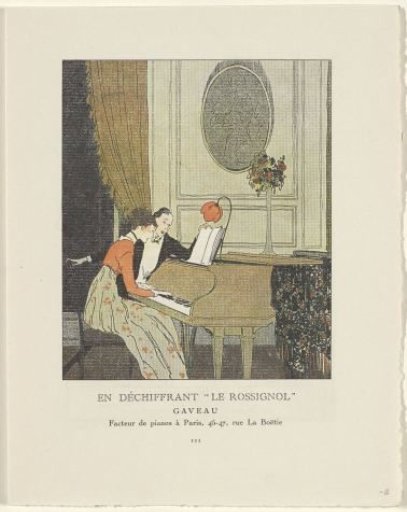 Gazette du Bon Ton, 1914 - No. 6, p. III: Deciphering "Le Rossignol": Advertisement Gaveau, piano dealer in Paris