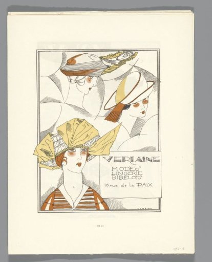 Gazette du Bon Ton, 1920 - No. 2, p. XIII: Advertisement Hats by Verlaine
