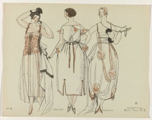 Gazette du Bon Ton, 1920 - No. 3, Croquis Pl. 19: Doeuillet / Worth