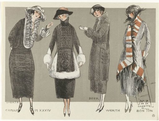 Gazette du Bon Ton, 1920 - No. 7, Croquis Pl XXXIV: Worth / Beer / Worth