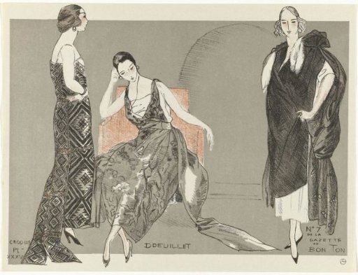 Gazette du Bon Ton, 1920 - No. 7, Croquis Pl. XXXV: Doeuillet