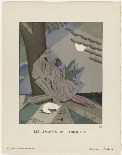 Gazette du Bon Ton, 1921 - No. 5, Pl. 34: The lovers of Torquate