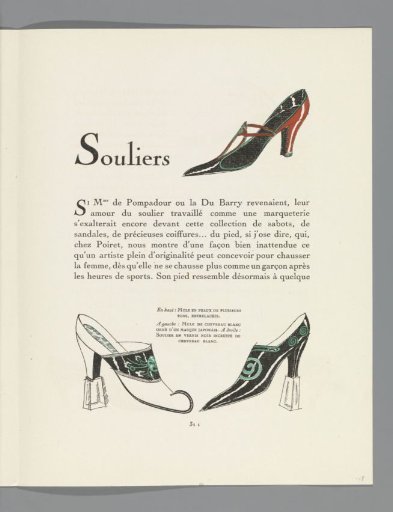 Gazette du Bon Ton, 1921 - No. 10, p. 311: "Shoes": women's shoes from Pérugia