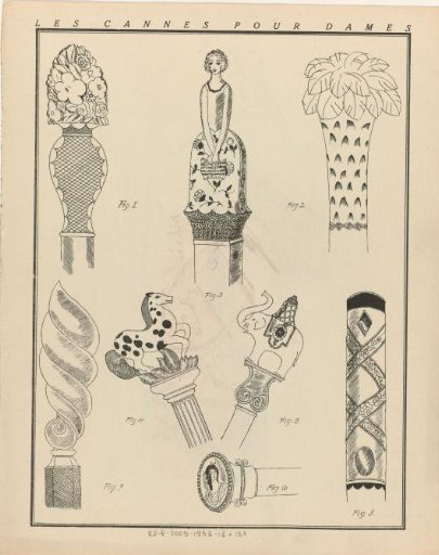 Gazette du Bon Ton. Art- Modes & Frivolités, 1922 - No. 9, Pl. V verso: Canes for Ladies