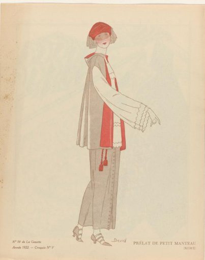 Gazette du Bon Ton, 1922, No. 10, Pl. V: Prelate with a short mantle / (Rome)