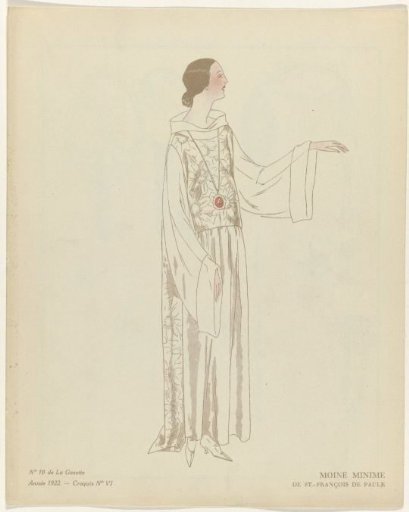 Gazette du Bon Ton, 1922 - No. 10, Pl. VI: Minime Monk / St. Francis of Paola