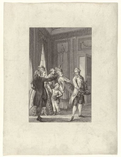 Group in fashionable attire in an interior, 1778