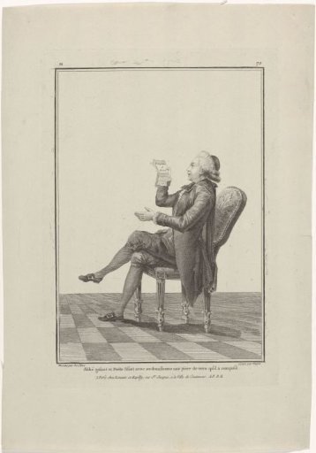 Gallery of French Fashions and Costumes, 1778, M 70: Gallant Abbe and Poet Reading (...)