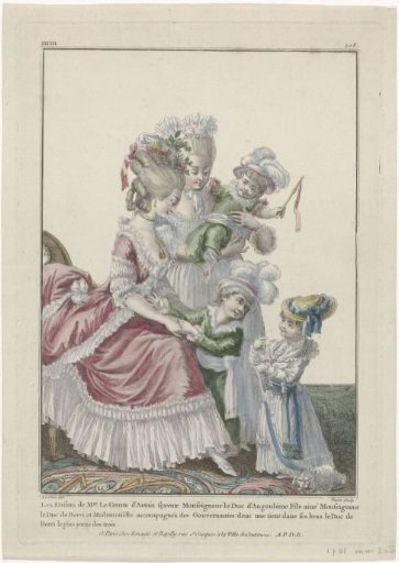 Gallery of French Fashions and Costumes, 1781, mm 208: The Children of His Most Serene Highness the Count of Artois (...)