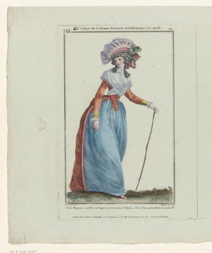 Gallerie des Modes et Costumes Français, 1787, qqq 367: Young Elegant Lady coiffed (...)