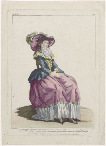 Gallerie des Modes et Costumes Français, 1787, xxx 401: The young English (...)
