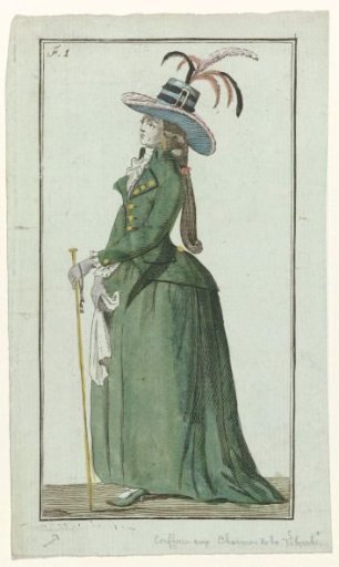 Magazine of New French and English Fashions, copy after Pl. 1, 10 March 1787, F. 1