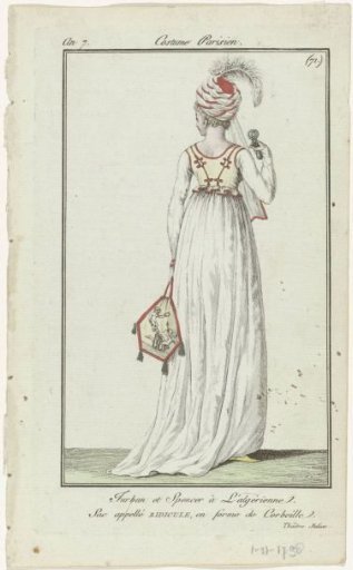 Journal des Dames et des Modes, Parisian Costume, 1 November 1798, Year 7, (71): Turban and Spencer (...)