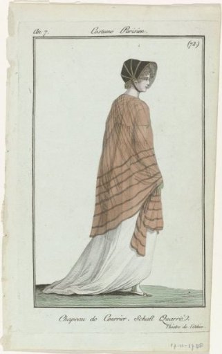 Journal des Dames et des Modes, Parisian Costume, 7 November 1798, Year 7, (72): Courrier Hat (...)