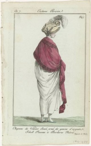 Journal des Dames et des Modes, Parisian Costume, 14 January 1799, Year 7, (84): Velvet Hat (...)
