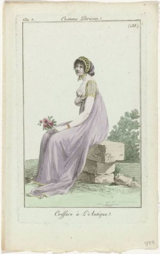 Journal des Dames et des Modes, Parisian Costume 1799, Year 7 (138): Antique-style Coiffure.