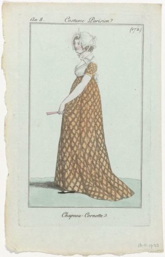 Journal des Dames et des Modes, Parisian Costume, 16 November 1799, Year 8 (172): Hat-Cornette
