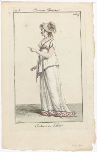 Journal des Dames et des Modes, Parisian Costume, 5 January 1800 (184) Year 8: Ball Costume