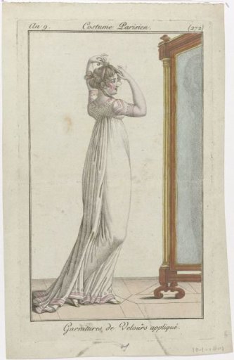 Journal des Dames et des Modes, Parisian Costume, 10 January 1801, Year 9 (272): Applied Velvet Trim