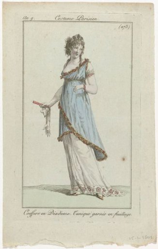 Journal des Dames et des Modes, Parisian Costume, 15 January 1801, Year 9, (273): Diadem Headdress (...)