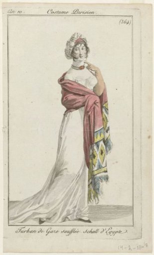 Journal des Dames et des Modes, Parisian Costume, 14 February 1802, Year 10, (364): Gauze Turban (...)