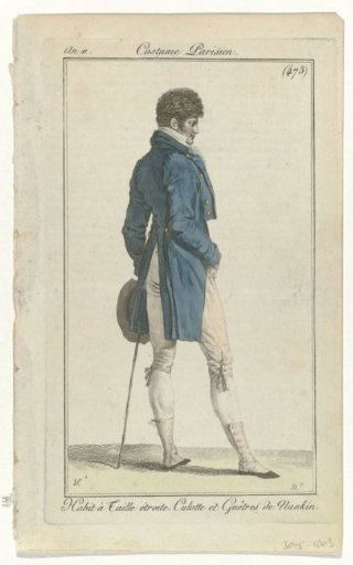 Journal des Dames et des Modes, Parisian Costume, 30 May 1803, Year 11, (473): Narrow-Waisted Coat (...)