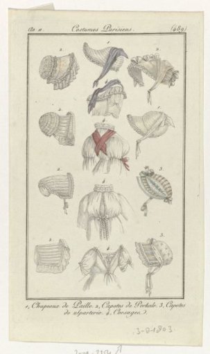Journal des Dames et des Modes, Parisian Costume, 3 August 1803, Year 11, (489): 1. Straw Hats (...)