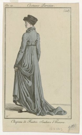 Journal des Dames et des Modes, Parisian Costume, 12 December 1803, Year 12, (518): Felt Hat