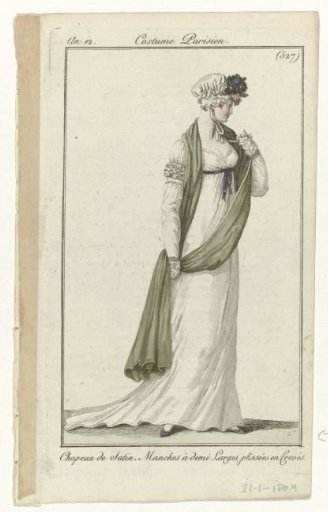 Journal des Dames et des Modes, Parisian Costume, 21 January 1804, Year 12, (527): Satin Hat