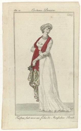 Journal des Dames et des Modes, Parisian Costume, 25 February 1804, Year 12, (535): Turban Made with a Fichu