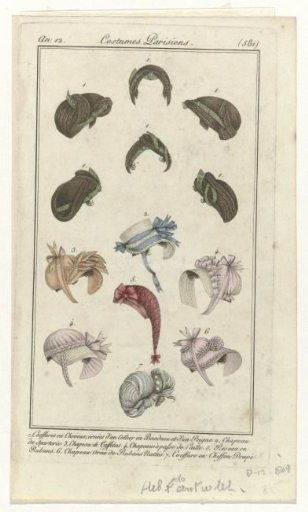 Journal des Dames et des Modes, Parisian Costume, 7 September 1804, Year 12, (581): 1. Hairstyles in Hair (...)
