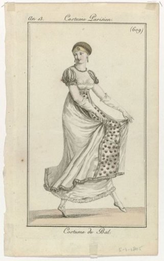 Journal des Dames et des Modes, Parisian Costume, 5 January 1805, Year 13, (609): Ball Costume