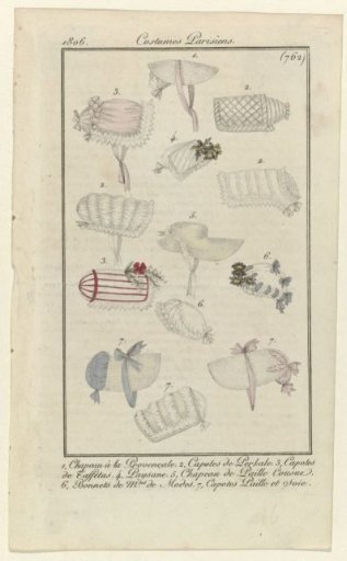 Journal des Dames et des Modes, Parisian Costumes, 31 October 1806, (762): 1. Hat à la Provençale (...)