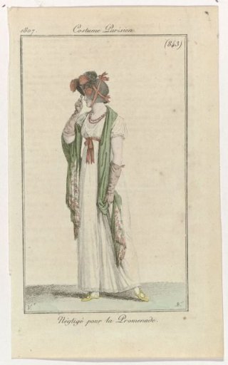 Journal des Dames et des Modes, Parisian Costume, 15 October 1807, (843): Negligée for the Promenade
