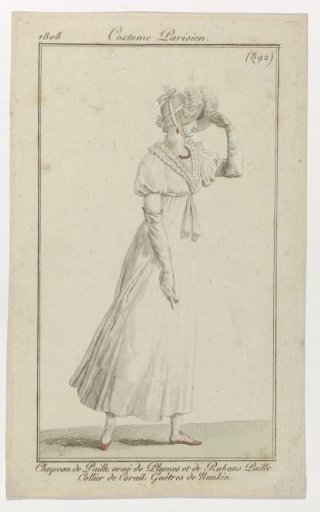 Journal des Dames et des Modes, Parisian Costume, 15 May 1808, (892): Straw Hat (...)