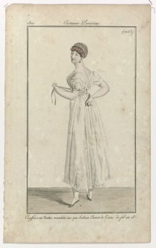Journal des Dames et des Modes, Parisian Costume, 15 April 1810, (1053): Hairstyle in Braids (...)