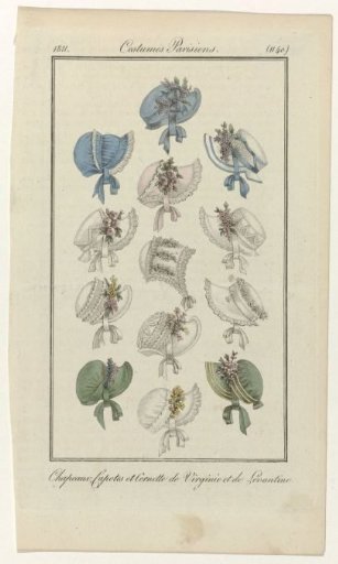 Journal des Dames et des Modes, Parisian Costume, 30 April 1811, (1140): Hats, Bonnets and Cornets (...)