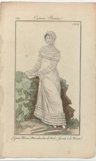 Journal des Dames et des Modes, Parisian Costume, 10 September 1811, (1170): Bonnet, Cape, Sleeves (...)