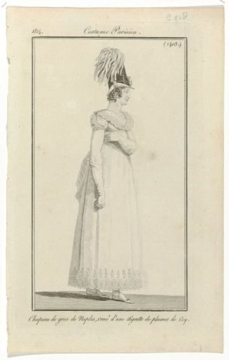 Journal des Dames et des Modes, Parisian Costume, 15 June 1814, (1403): Hat of Gros de Naples (...)