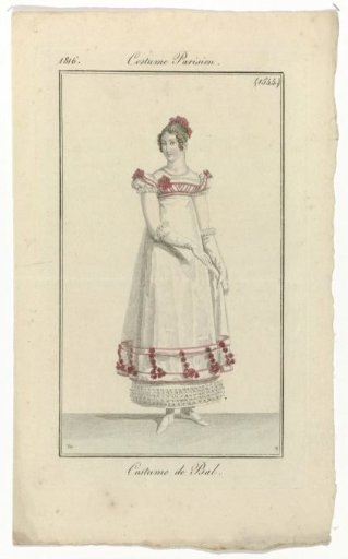 Journal des Dames et des Modes, Parisian Costume, 20 February 1816, (1544): Ball Costume.