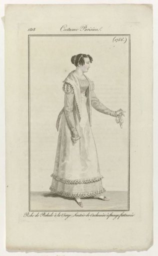 Journal des Dames et des Modes, Parisian Costume, 31 August 1818, (1756): Perkal Dress (...)