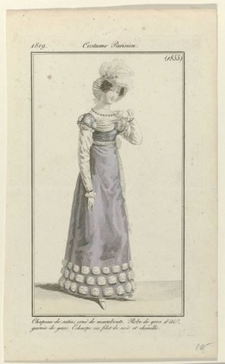 Journal des Dames et des Modes, Parisian Costume, 5 November 1819, (1855): Hat of Satin (...)